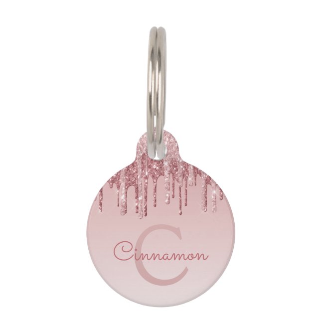 Médaillon Pour Animaux Rose Rose Gold Parties scintillant & Étincelle Mon (Devant)