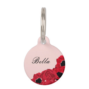 Médaillon Pour Animaux Roses roses et coquelicots