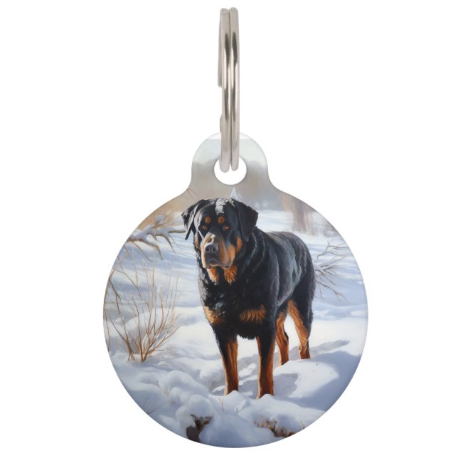 Médaillon Pour Animaux Rottweiler Laisser neiger Noël (Devant)
