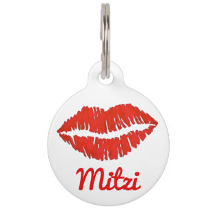 Médaillon Pour Animaux Rouge lèvres Lipstick Kiss Me Valentine Love Maqui