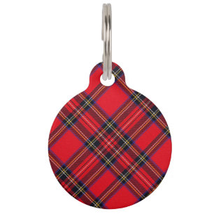 Médaillon Pour Animaux Royal Stewart tartan rouge noir plaid