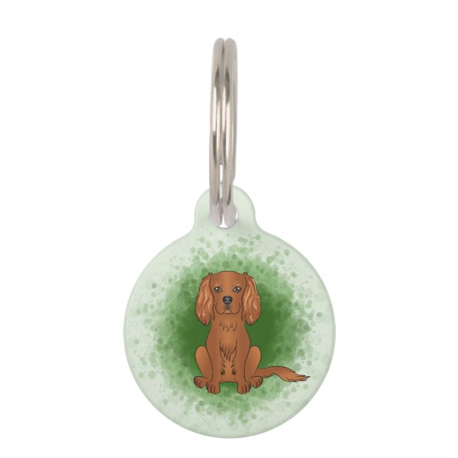Médaillon Pour Animaux Ruby Cavalier King Charles Spaniel Chien Sur Vert (Devant)