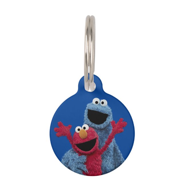 Médaillon Pour Animaux Rue Sésame | Monstre Elmo & Cookie (Devant)