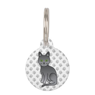 Médaillon Pour Animaux Russe Blue Cute Cartoon Cat & Pet's Info