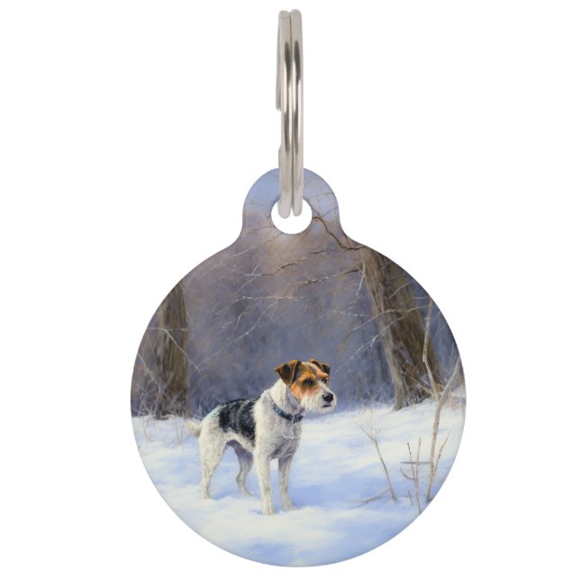 Médaillon Pour Animaux Russell Terrier Laisser neiger Noël (Devant)