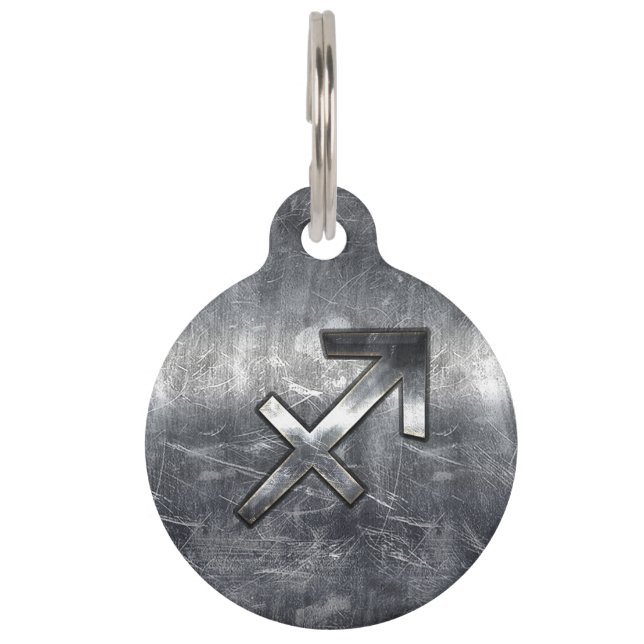 Médaillon Pour Animaux Sagittarius Zodiac Silver Distour Steel look (Devant)