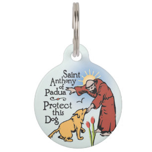 Médaillon Pour Animaux Saint Antoine de Padoue, Protégez Ce Chien, médail