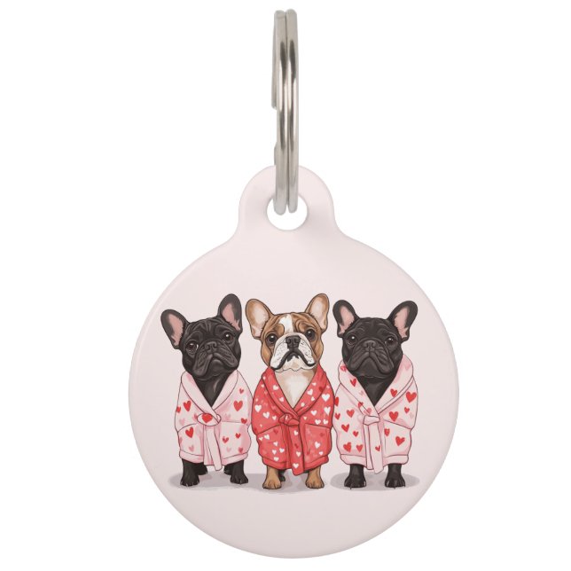 Médaillon Pour Animaux Saint-Valentin Bouledogue Français (Devant)