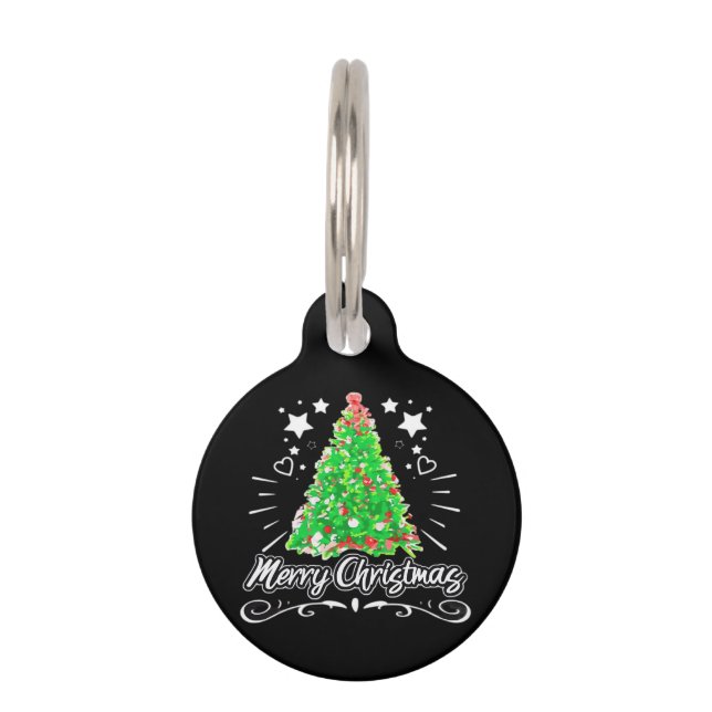 Médaillon Pour Animaux Sapin de Noël Joyeux Noël Essentiel (Devant)