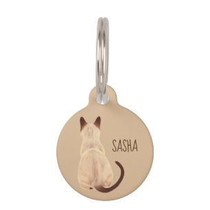 Médaillon Pour Animaux Sasha Siamese Chat assis en arrière Vue Kitty Cust