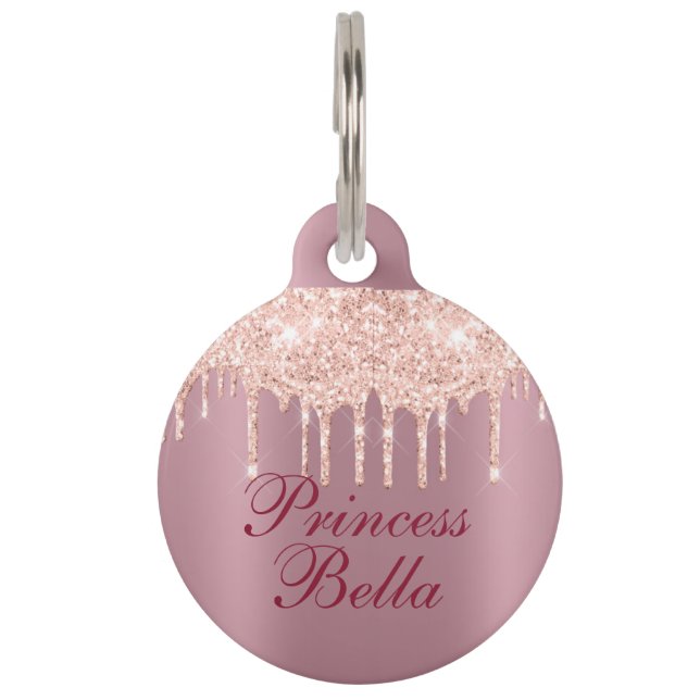 Médaillon Pour Animaux Satin rose avec Parties scintillant roses Drivers  (Devant)
