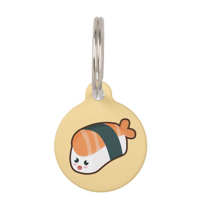 Médaillon Pour Animaux Saumon de nigiri de Kawaii (Devant)
