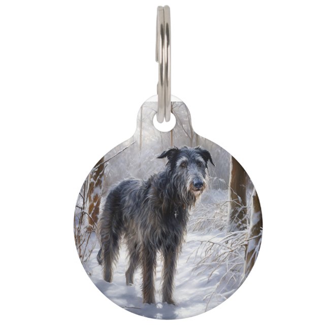 Médaillon Pour Animaux Scottish Deerhound Laissez-le neiger Noël (Devant)