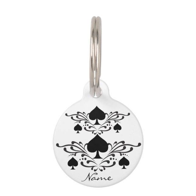 Médaillon Pour Animaux Scroll de style tatouage Black Spades Thunder_Cove (Devant)