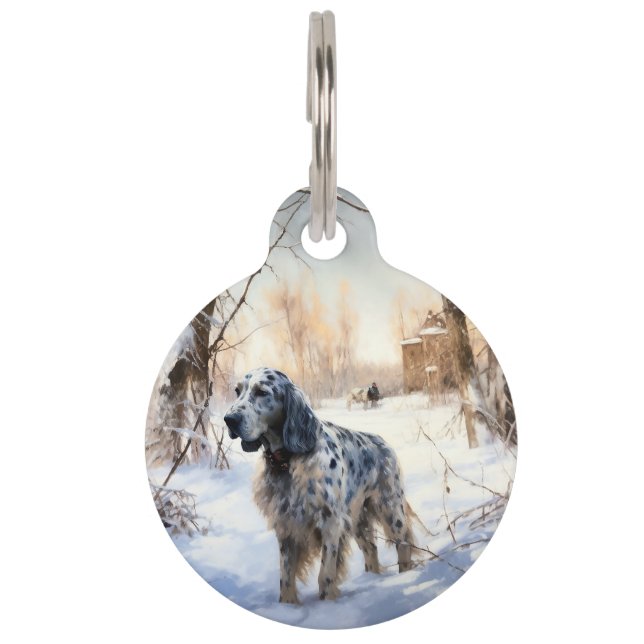 Médaillon Pour Animaux Setter anglais laissez-le neiger Noël (Devant)