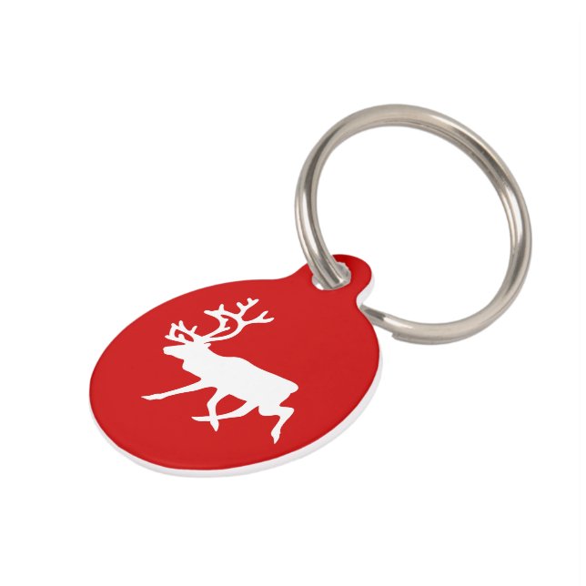 Médaillon Pour Animaux Silhouette blanche de renne/caribou (Côté )