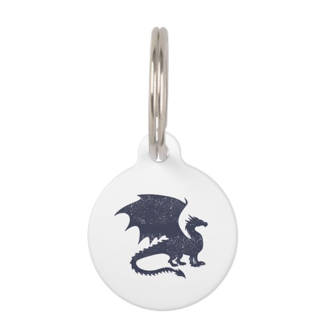 Médaillon Pour Animaux Silhouette de dragon - Choisir la couleur arrière  (Devant)