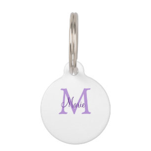 Médaillon Pour Animaux simple minimal ajouter nom monogramme rose rouge
