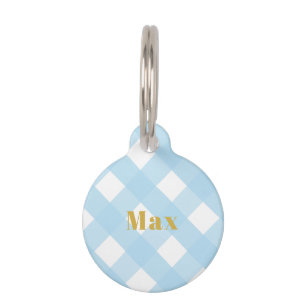 Médaillon Pour Animaux Simple minimaliste amusant bleu et or