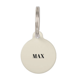 Médaillon Pour Animaux Simple personnalisation blanc cassé minimaliste no