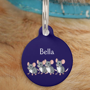 Médaillon Pour Animaux Souris de dessin animé drôles Chat bleu