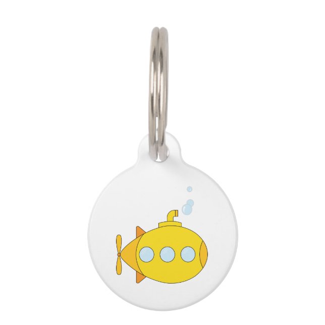 Médaillon Pour Animaux Sous-marin jaune (Devant)