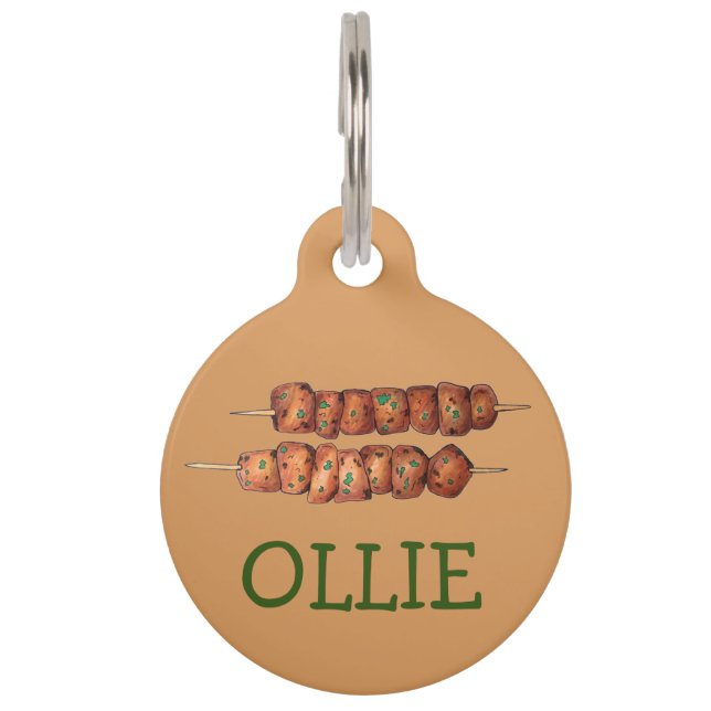 Médaillon Pour Animaux Souvlaki Viande Porc brochette Grèce Fast Food Grè (Devant)