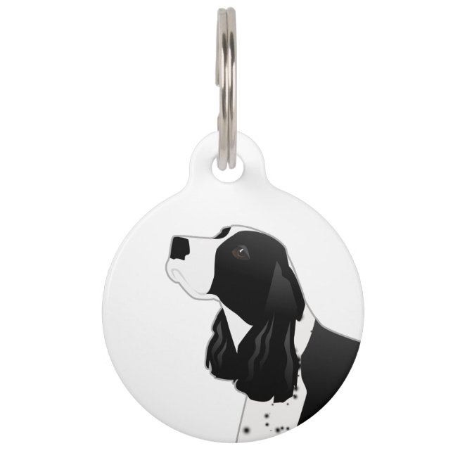 Médaillon Pour Animaux Springer Spaniel Chien de base race Silhouette Noi (Devant)