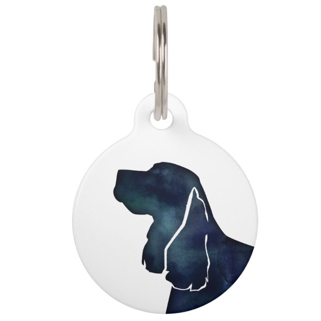 Médaillon Pour Animaux Springer Spaniel Chien Noir Aquarelle Silhouette (Devant)