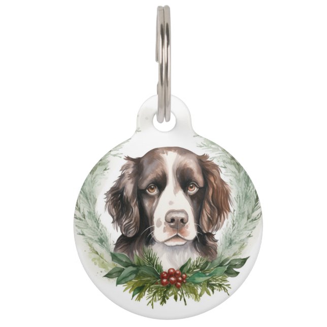 Médaillon Pour Animaux Springer spaniel Noël Wreath Festive Pup (Devant)