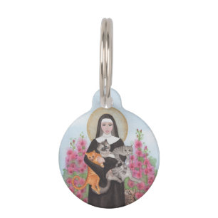 Médaillon Pour Animaux St Gertrude Patron de chats Ronde ID de chat Pet T