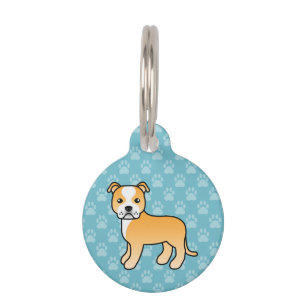 Médaillon Pour Animaux Staffordshire Bull Terrier Fauve Et Blanc Chien