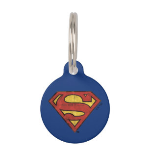 Médaillon Pour Animaux Superman S-Shield   Logo Grunge Black Outline