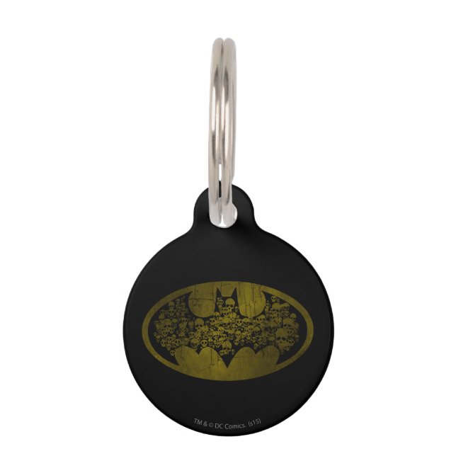 Médaillon Pour Animaux Symbole Batman | Crânes dans le logo de chaume (Devant)