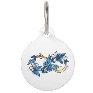 Médaillon Pour Animaux Symbole infini de papillons Morpho bleus