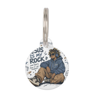 Médaillon Pour Animaux T-Shirt pour femmes ADOM "Jésus est mon roc"