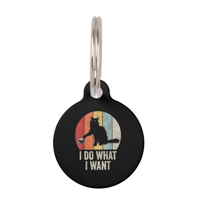 Médaillon Pour Animaux T-shirt Rétro Chat Je Fais Ce Que Je Veux Propriét (Devant)