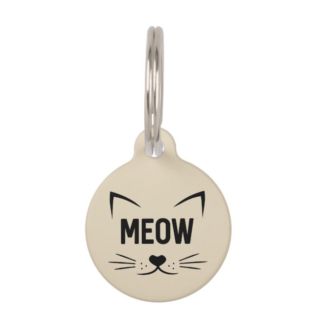 Médaillon Pour Animaux Tag de chat personnalisé Mete Meow (Devant)