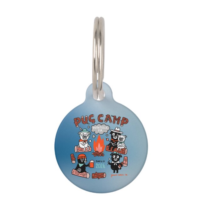 Médaillon Pour Animaux Tag de chien carlin Camp 2024 (Devant)
