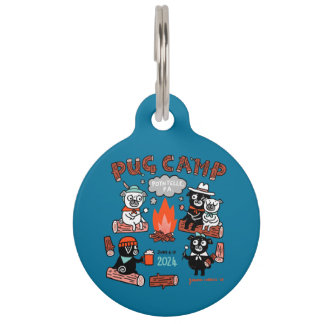 Médaillon Pour Animaux Tag de chien carlin Camp 2024 - Grand
