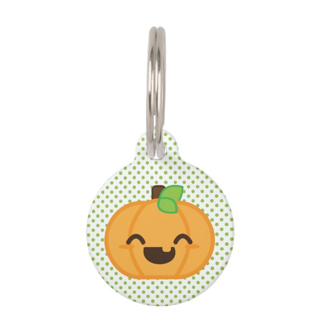 Médaillon Pour Animaux Tag de chien Citrouille Kawaii Jack-o'-lantern (Devant)