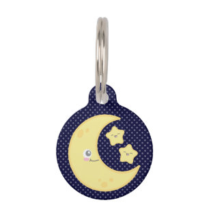 Médaillon Pour Animaux Tag de chien de Kawaii Moon et Stars