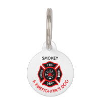 Tag de chien de pompier avec nom