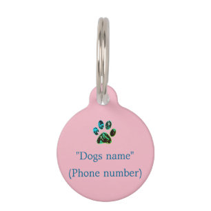 Médaillon Pour Animaux Tag de chien rose bleu vert