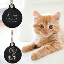 Tag de petit chat rond personnalisé avec adresse