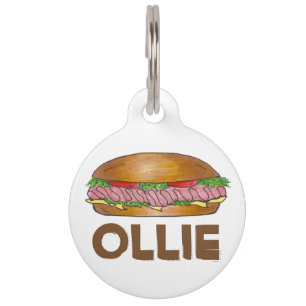 Médaillon Pour Animaux Tag de sandwich sandwich sous-marin au jambon et à
