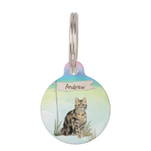 Médaillon Pour Animaux Tag d'ID animal de compagnie Tabby Cat