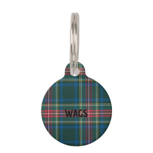 Médaillon Pour Animaux Tartan à carreaux de Noël Nom de l'animal Classiqu