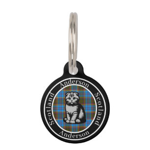 Médaillon Pour Animaux Tartan Anderson & Kitty écossaise Personnalisé 