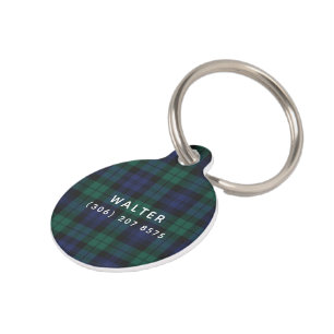 Médaillon Pour Animaux Tartan Festif Classique Vert Rustique